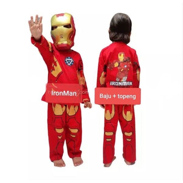 kostum seperhero Ironman - baju topeng Ironman - stelan Ironman