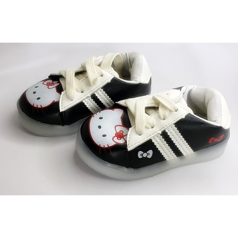 Sepatu Anak Motif Kucing Dengan Stripe Black