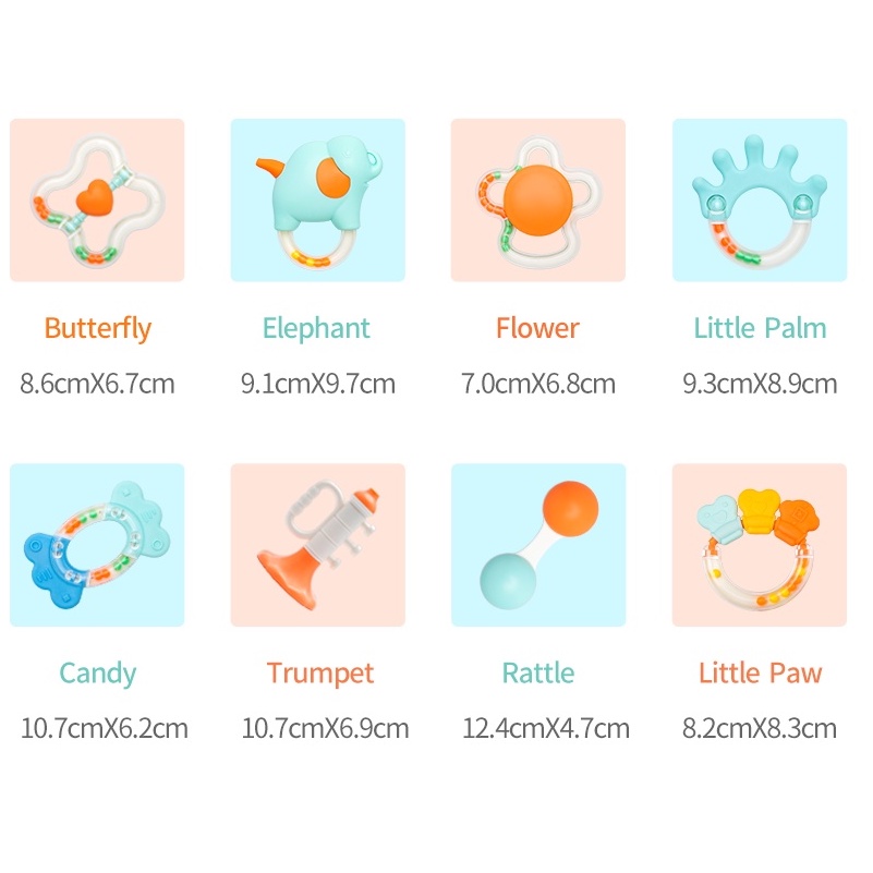 Alilo Baby Rattle Teether Set C6 / Mainan Rattle Bayi / Gigitan Bayi / BPA Free / Newborn