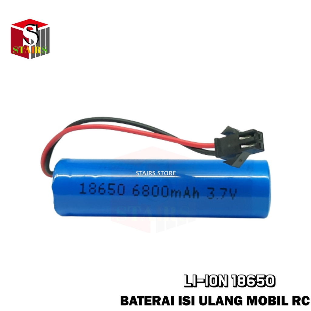 Baterai Cas Mobil RC Dan Alat Elektronik Lainnya 18650 Li-ion 3.7volt - 6800mAh Socket Hitam
