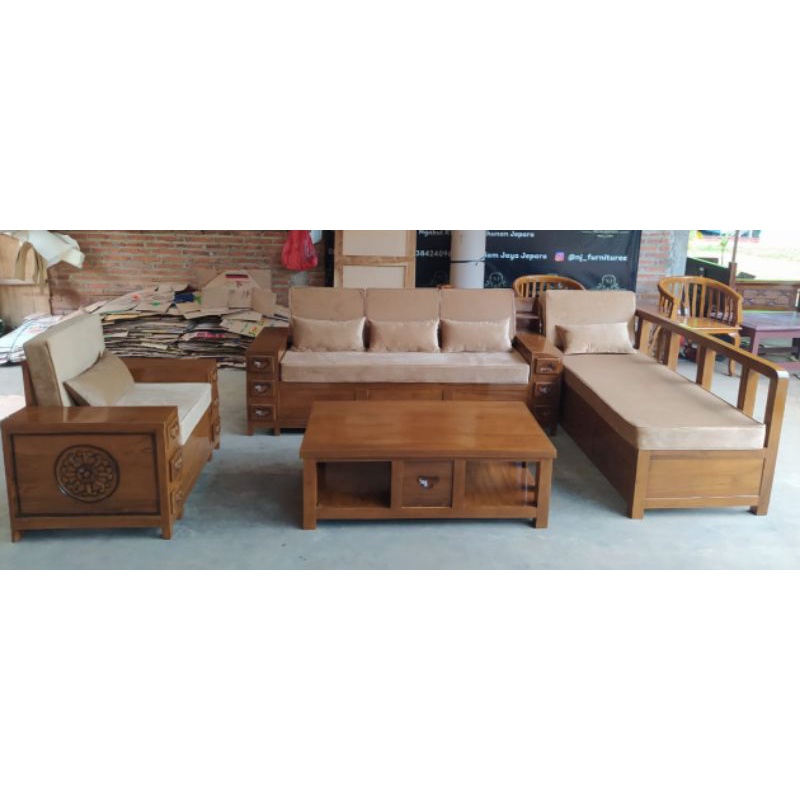 kursi tamu jati minimalis / kursi sofa minimalis kayu jati