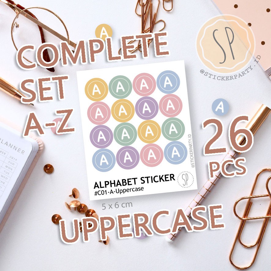 

[Sticker Party] FULL SET Huruf Mini Abjad Dot Candy Letter Besar Kecil Uppercase Lowercase 0,8cm