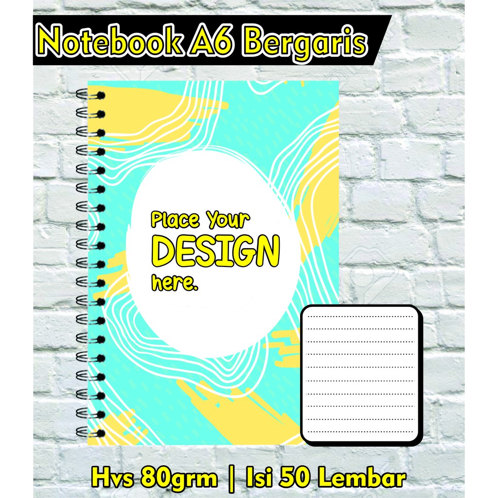 

Notes / Notebook Custome A6 / Notebook Spiral - Cover Depan - Isi Bergaris