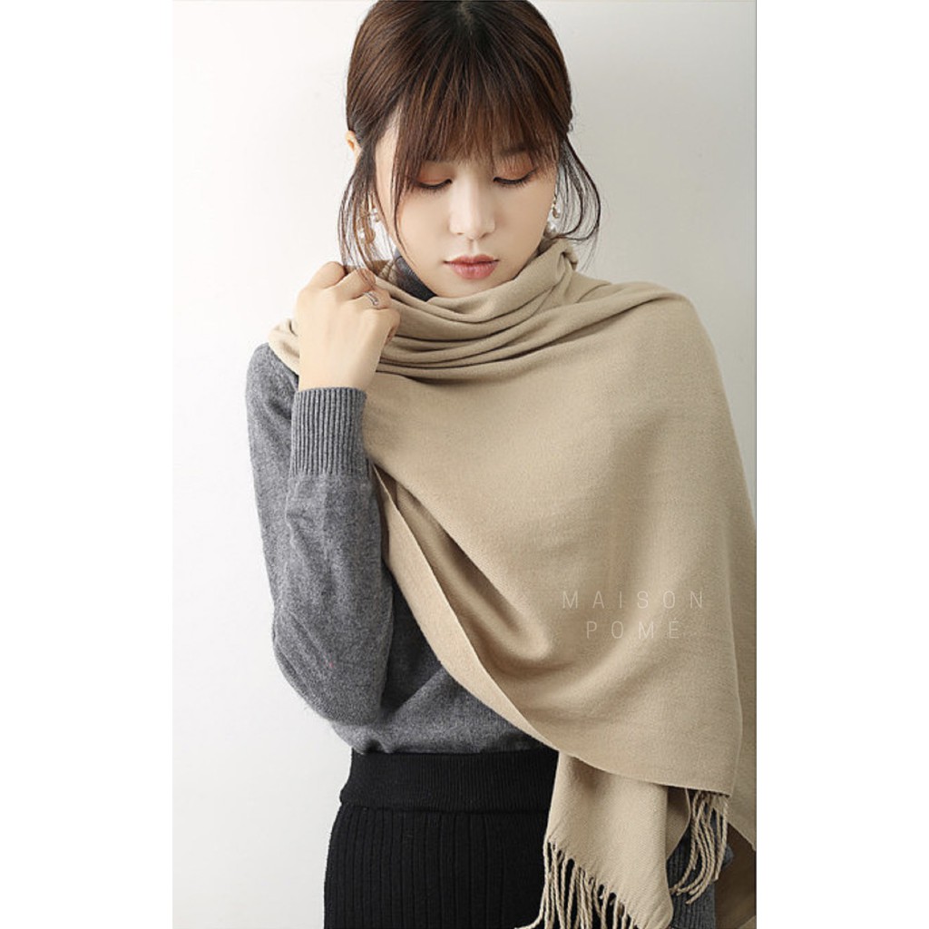 Cashmere Scarf Syal Kasmir Pashmina Shawl Polos Tebal