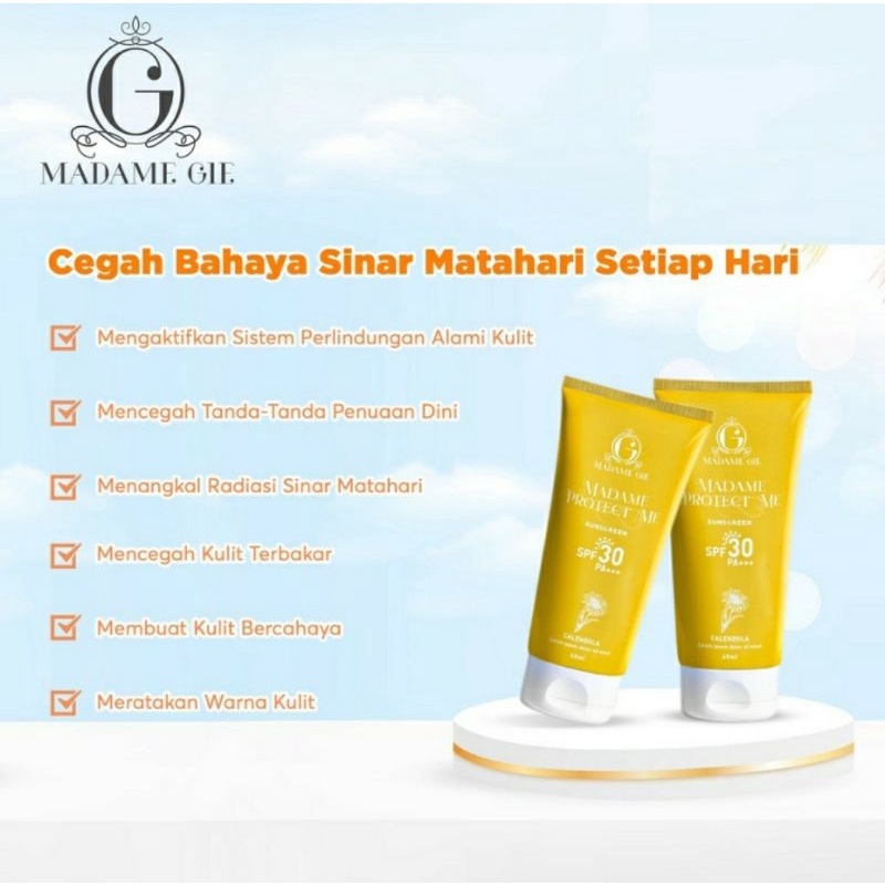 FREE CERMIN | SUNSCREEN MADAM GIE SPF 30 PA+++ WITH CALENDULA | BPOM | 60gr