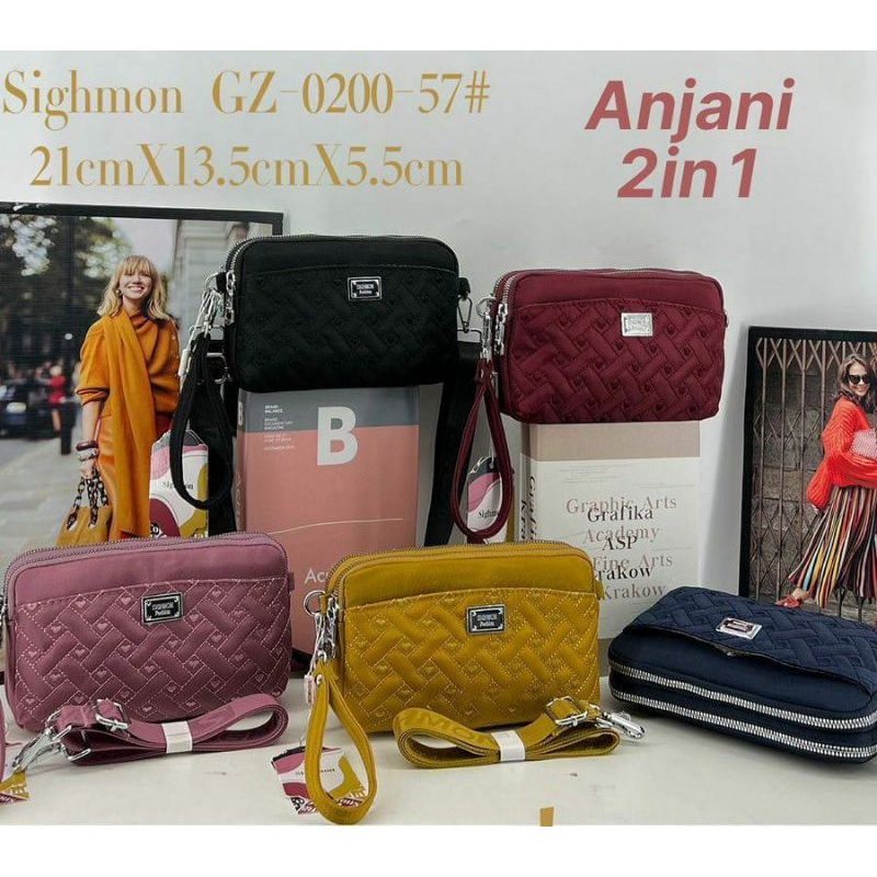 SIGHMON GZ-0200-57 Tas Selempang Wanita Dompet HP Sling Bag Cewek Asli Ori Import