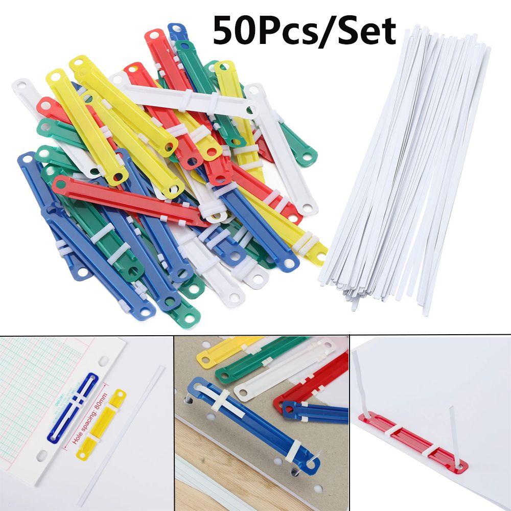 TOP 50pcs /Set Klip Jilid Dua Lubang Notepad Notebook Binding Hoops Loose-leaf File Folder