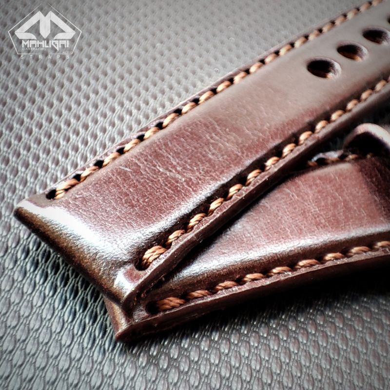 Strap jam tangan padded dark brown / tali jam tangan / tali kulit jam tangan /strap jam kulit asli / tali jam kulit asli