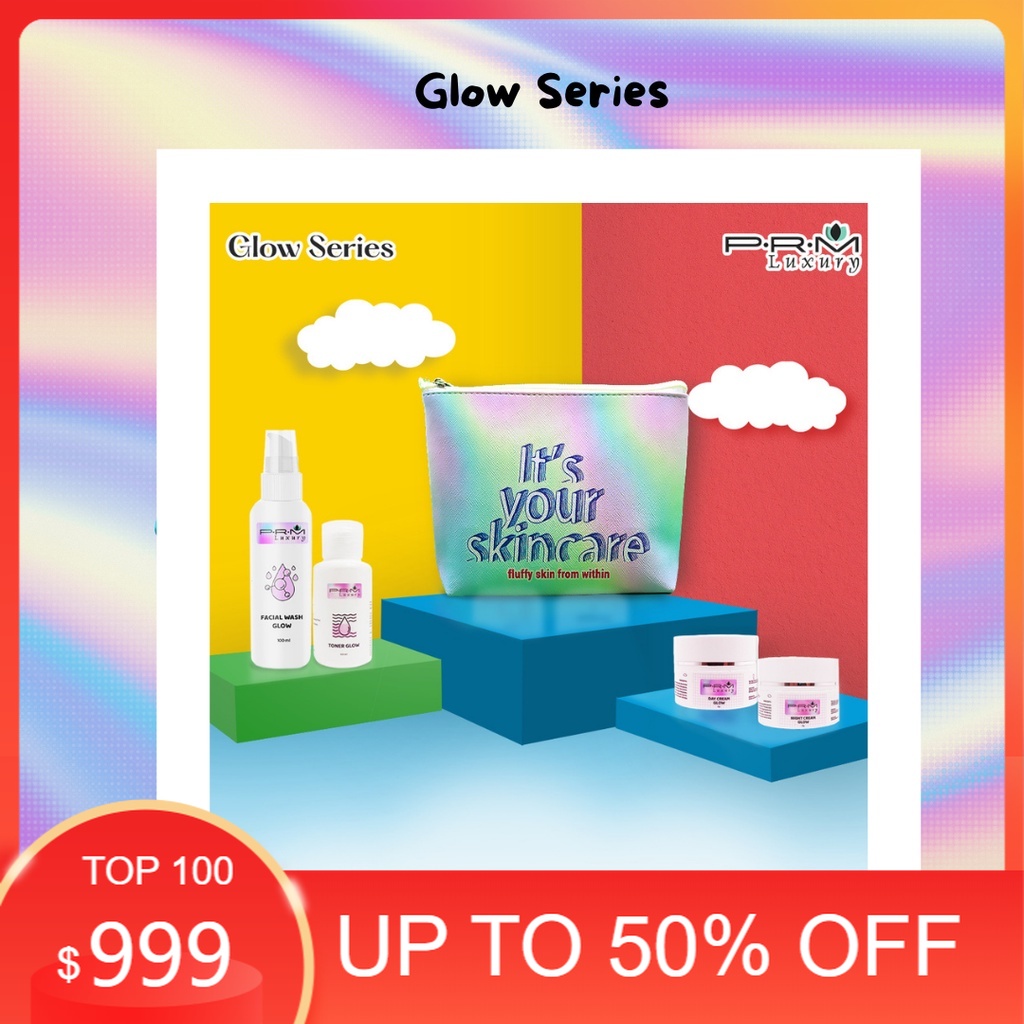 ready stok PAKET BPOM GLOW PRM LUXURY BEST SELLER FREE POUCH /GLOWING/WHITENING GLOW/SKINCARE/CREAM 