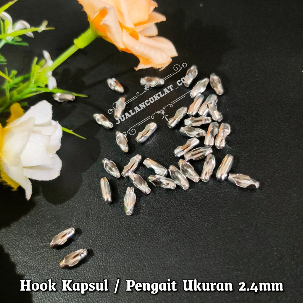 Kait cantolan rantai kalung bambu bola / biji lada ukuran 2.4mm / pengait / kapsul