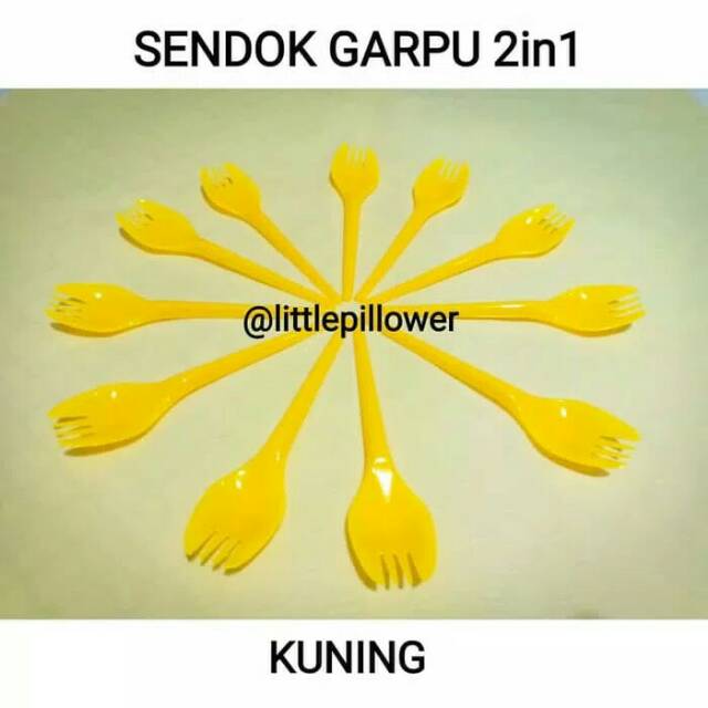 (ISI 25PCS) Sendok Garpu 2in1 Kuning/Sendok Makan Garpu Makan/Sendok Plastik