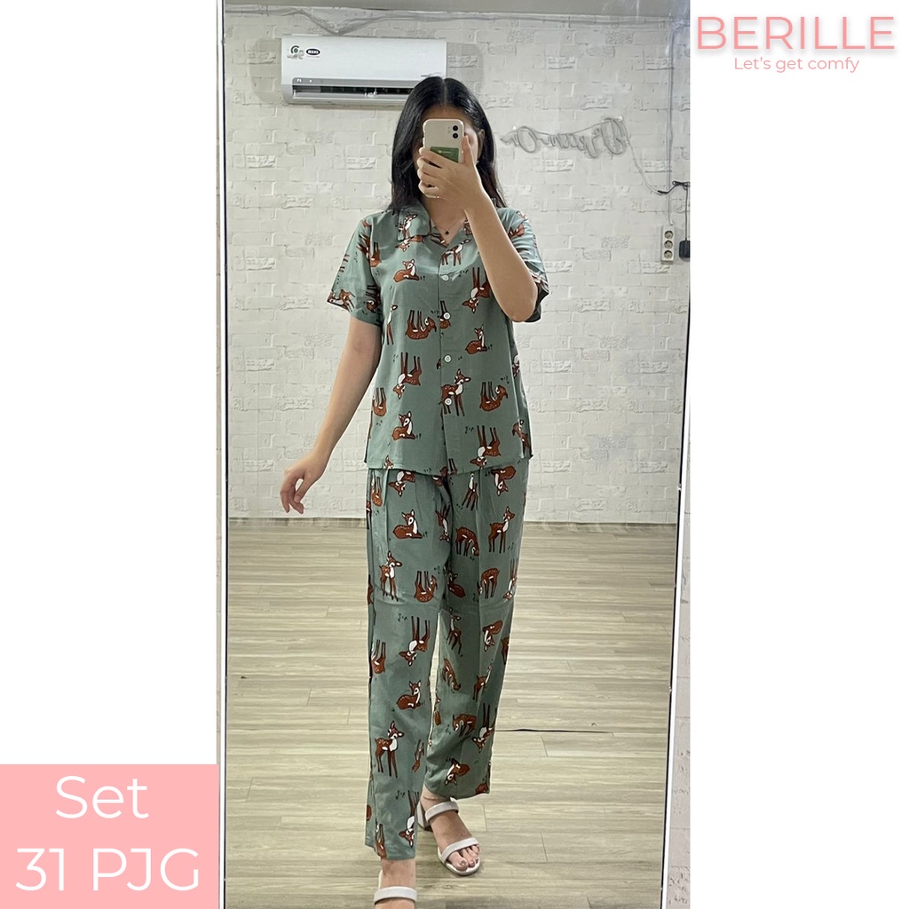 Piyama set Rayon Wanita / Setelan Piyama Wanita Motif / Piyama Rayon Viscose /  Piyama Motif Rayon Viscose Premium Termurah /Piyama Wanita Dewasa / Pajamas / Baju Tidur Wanita / Piyama setelan rayon viscose  (COD)-Set 31 PJG