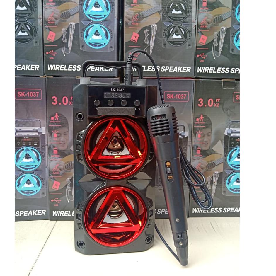 ⇤ Speaker bluetooth SK-1037 Super Bass MP3 Player USB dan radio karaoke ソ