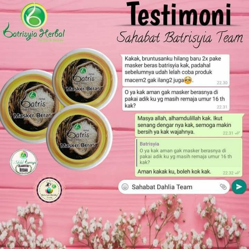 Batrisyia Masker Beras / Masker beras alami