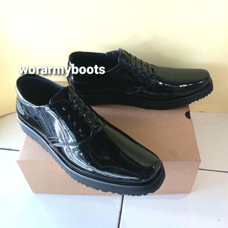 Sepatu PDH Pendek Kilap TNI POLRI Security Dishub terbaru by Wor Army Boots