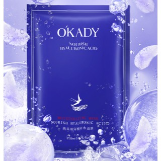 OKADY NOURISH HYALURONIC ACID BIRDS NEST SARANG WALET MASK MASKER WAJAH WANITA KOREA FACIAL SHEET MA