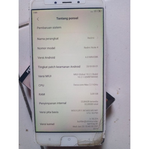 redmi not 4 MTK ram 3gb