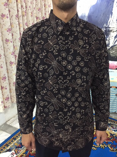 Kemeja Batik Pria Lengan Panjang Slimfit Slim Fit Premium Motif Capung Warna Hitam 725295 Cap 72