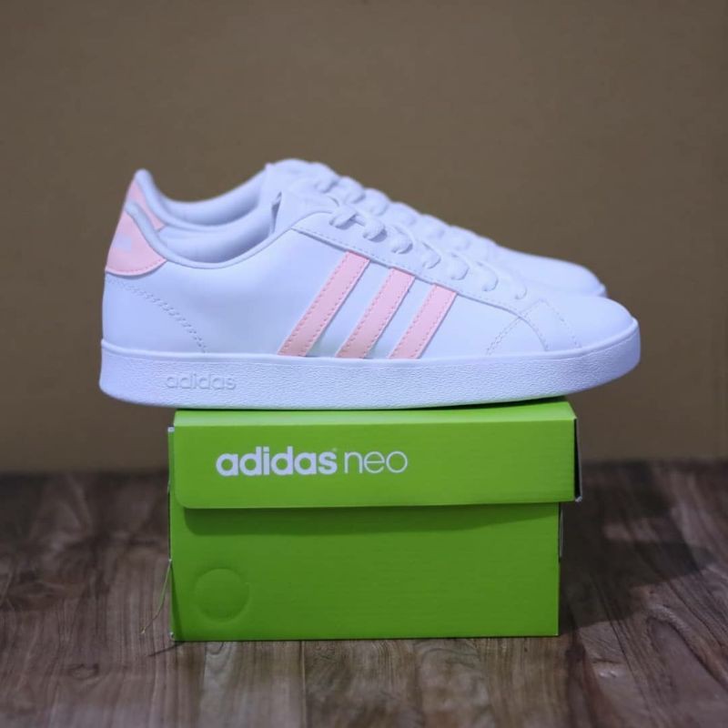 SEPATU WANITA ADIDAS NEO BASELINE WHITE STRIP PEACH ORIGINAL
