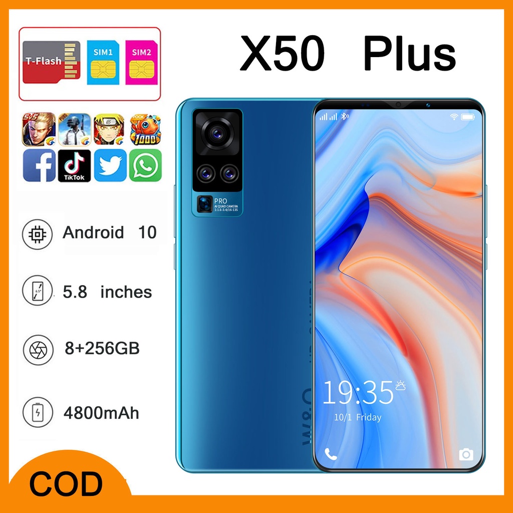 [COD] VIV0 X50 Plus 5.8 inci 8GB+256GB Handphone HP Murah Ponsel Pintar Baru HD Kamera Ponsel Androi