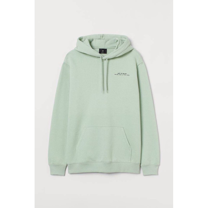Hoodie H&M Let It Bloom Mint Green
