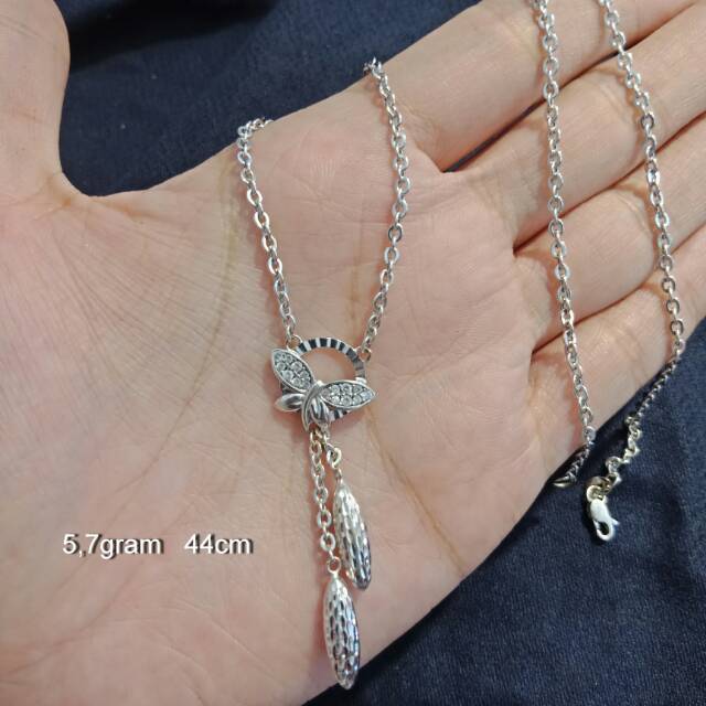 750 Kalung rantai anak dan dewasa emas asli kadar 750 75% holo UBS baru cantik kilat putih white gold eli hollow