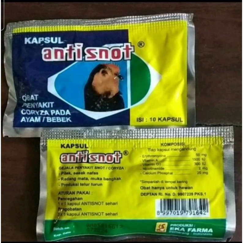 2 bks ANTISNOT EKA OBAT AYAM BURUNG MERPATI SAKIT CEGAH sembuhkan anti snot ngorok pilek asli eka farma