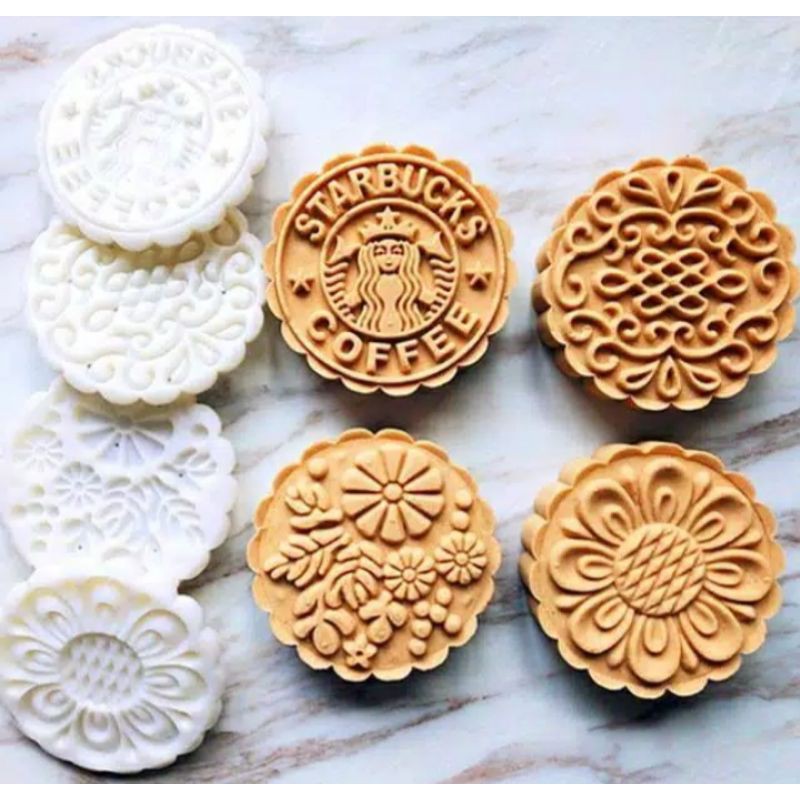 CETAKAN MOONCAKE STARBUCKS 125GR 4MOTIF