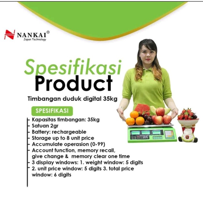 Timbangan Digital Laundry Buah 35 Kg Nankai Timbangan Duduk Digital