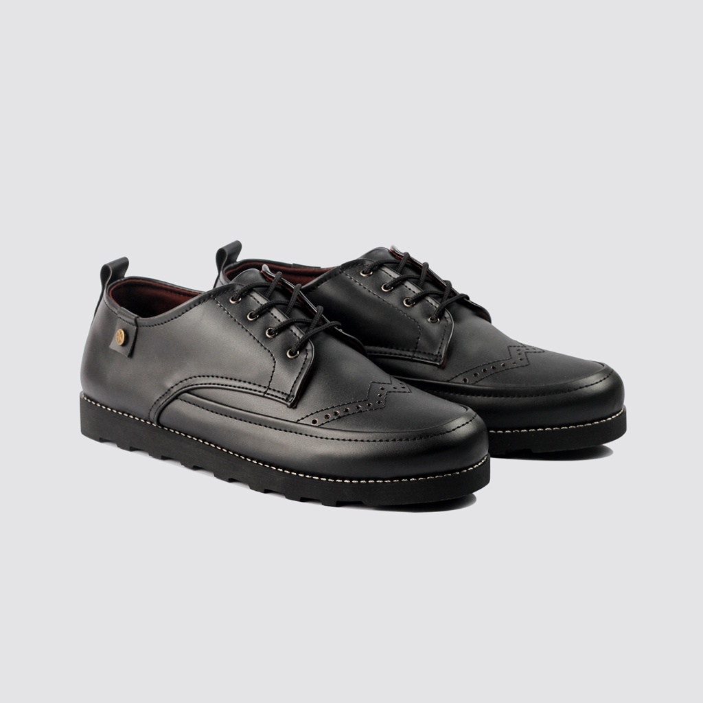 DAXON BLACK ORIGINAL x LVNATICA Sepatu Formal Hitam Tali Pria Pantofel Kerja Kantor Dinas Resmi Guru Kantoran Pesta Undangan Kondangan Wedding Kuliah Casual Low Derby Oxford Semi Kulit Premium Footwear Big Size Jumbo Ukuran Besar 44 45 Keren Terbaru