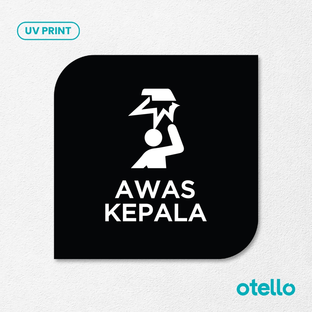 Awas Kepala Sign Board Akrilik Tempel Signage Dinding Sticker Papan Label Acrylic Restoran Wall Stiker Dinding Petunjuk Toko Cafe