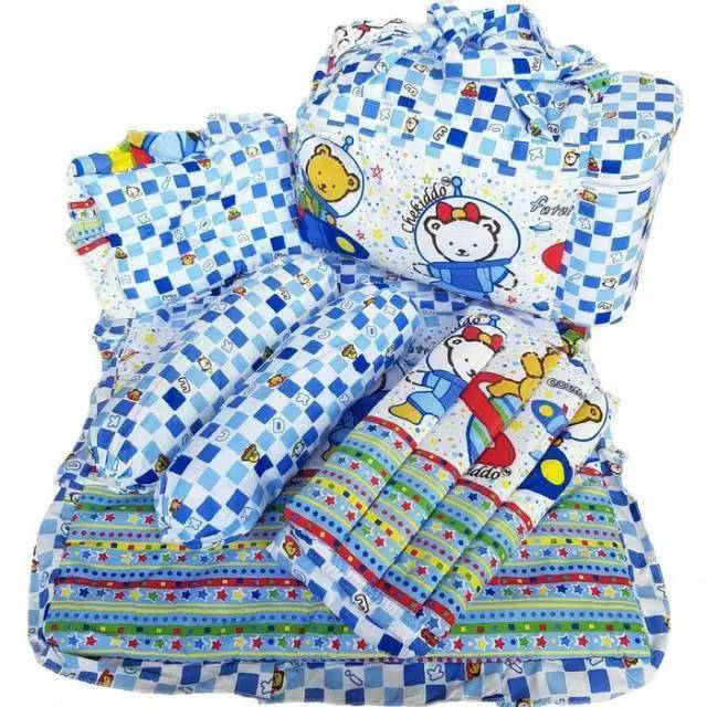 Matras bayi set Chekiddo 4 in 1 kasur bantal tas gendongan lengkap Makassar