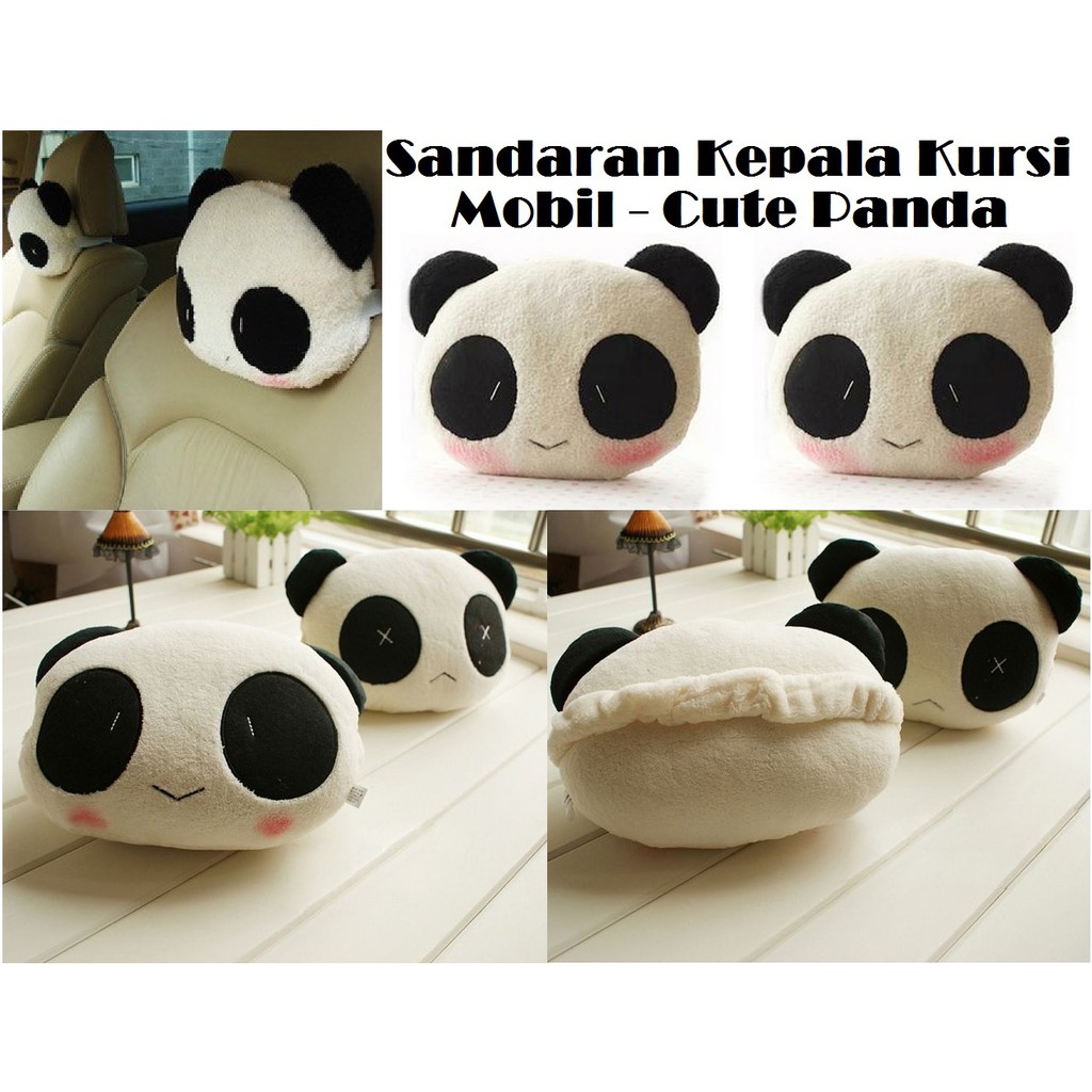 Bantal Sandaran Jok Mobil Kepala Leher Headrest Car Set Panda Lucu Harga untuk 1 pc/buah