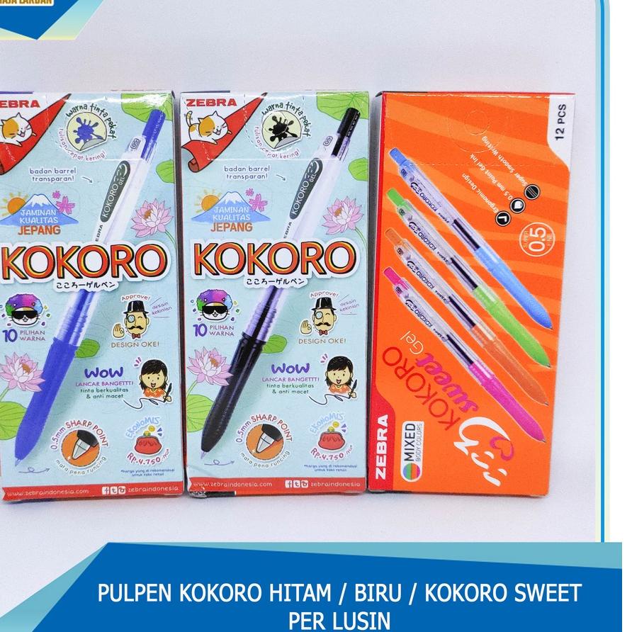 

Update - Pulpen Zebra Kokoro Hitam / Biru / Sweet Semi Gel LUSIN .