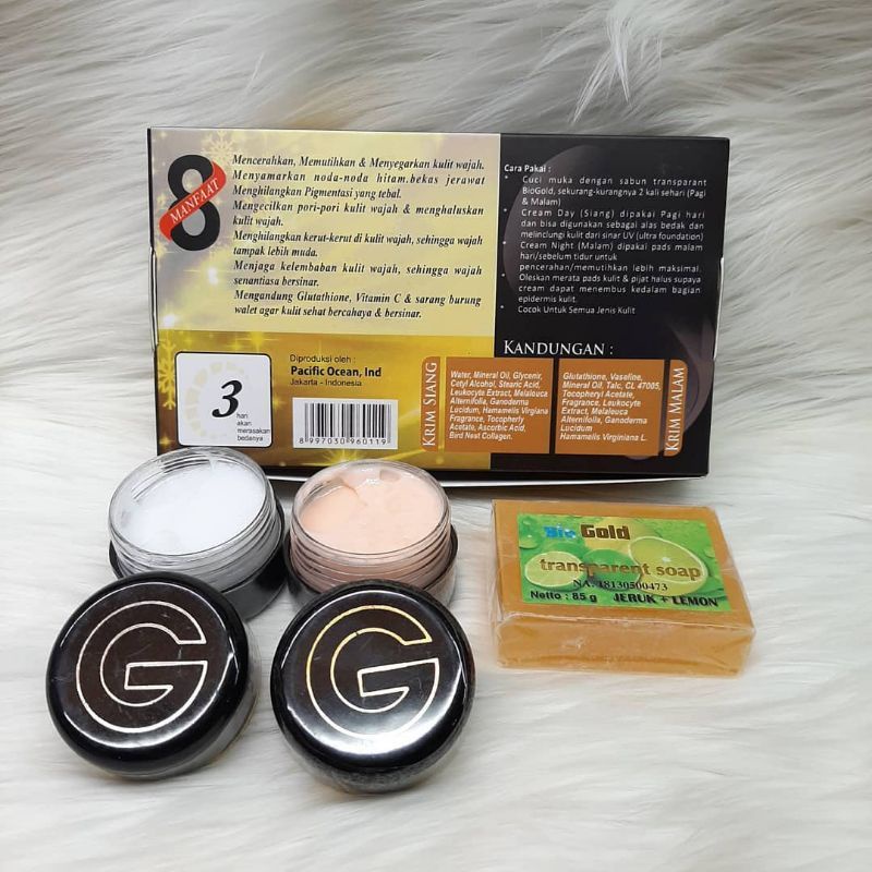 Paket bio gold original / cream pencerah wajah paket 3in1