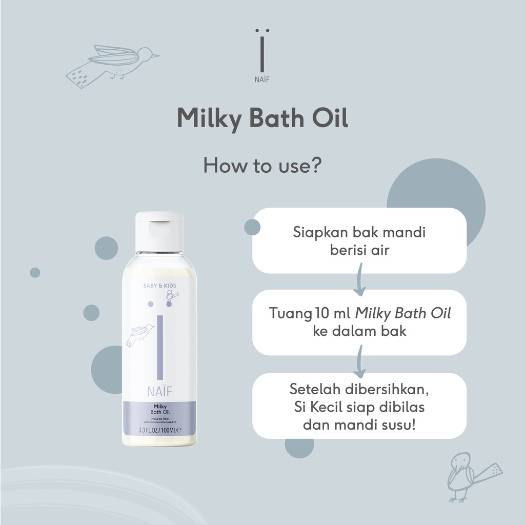 Naif Milky Bath Oil / Perawatan Kulit Bayi / Perlengkapan Mandi Bayi - 100ml