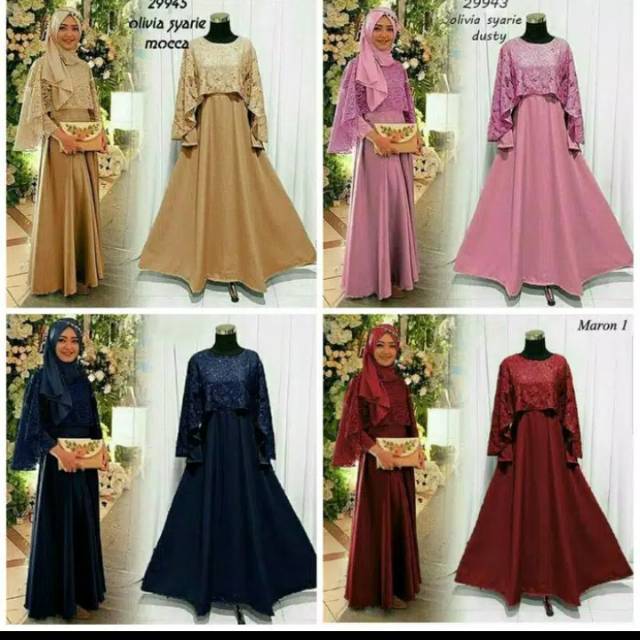 Baju Muslim Dress Brukat alisa terusan pesta terbaru