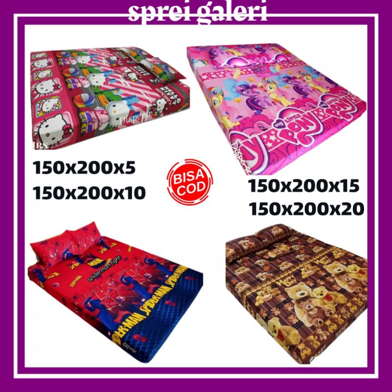Sarung Kasur Busa 150x200x5 150x200x10 150x200x15 150x200x20 Sprei Resleting Bahan Katun Microtex