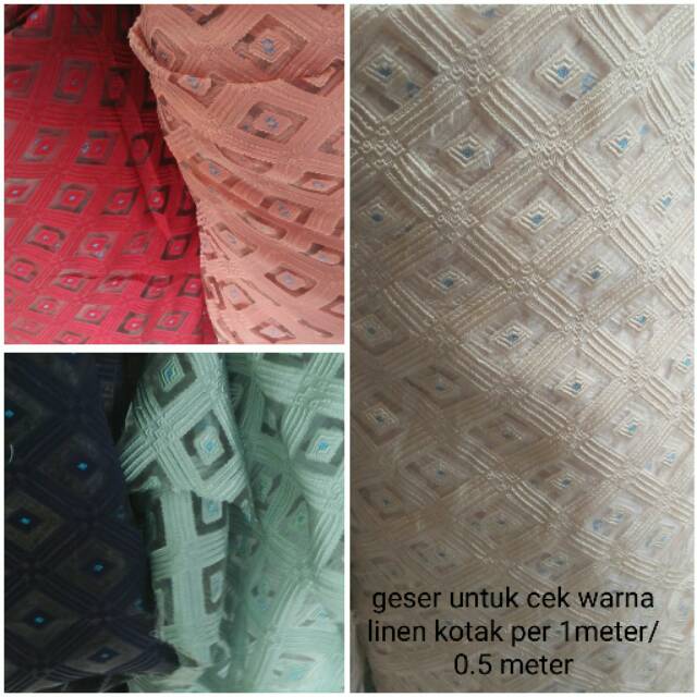 PROMO kain meteran linen bawal kotak (per 1 meter)