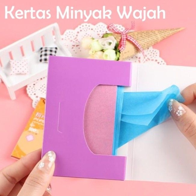 Kertas Linen Tissue Penyerap Minyak Wajah 50Pcs Menyerap Minyak Muka Wajah