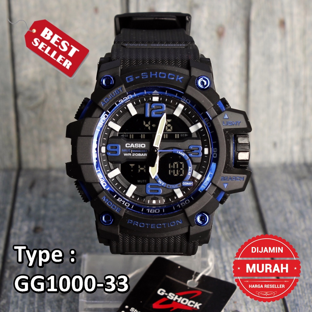 G Shock GG-1000 Army Jam tangan digital dual time pria &amp; anak anak anti air sporty hijau cream army