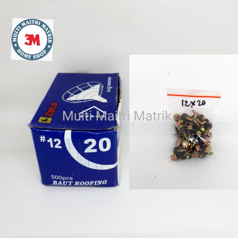 Baut roofing Zolo 12x20 / skrup sekrup roofing Baja ringan isi 50 pcs