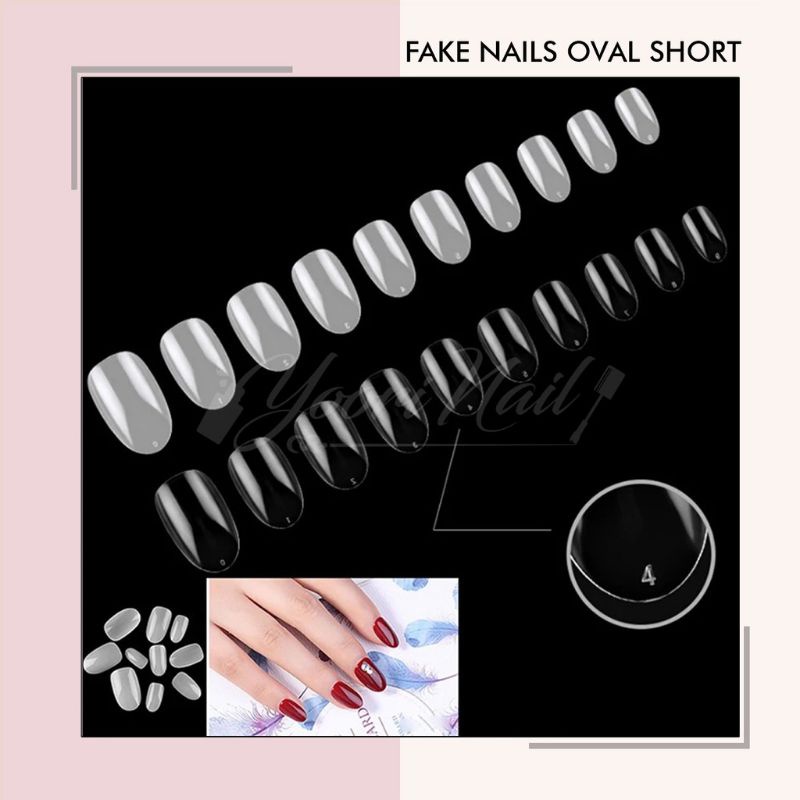 Fake nails oval short round clear natural transparant kuku palsu false nail oval pendek 500pcs