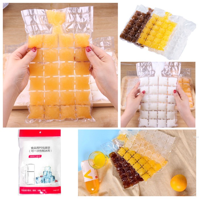 Kantong Plastik Cetakan ES Batu sekali pakai isi 10Lembar / Pembuat Es Batu Disposable / Ice Making Bag food grade