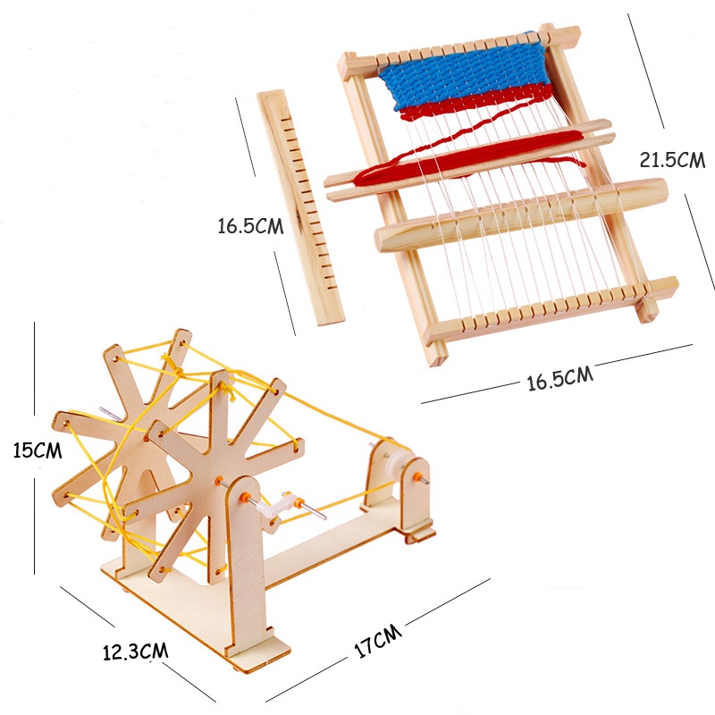 Mainan Edukasi Mesin Tenun / Rajut Handmade Diy Bahan Kayu Untuk Anak-Anak