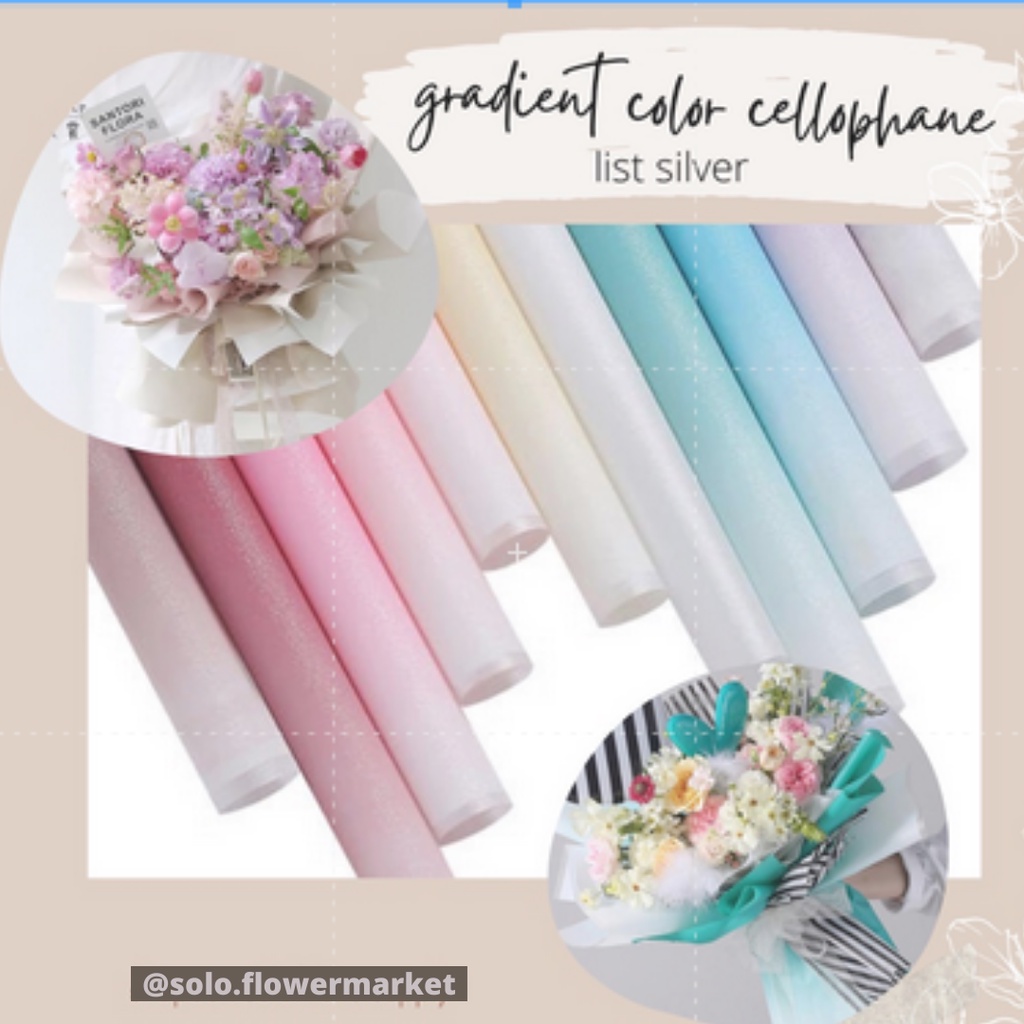 

ECER GRADIENT COLOR LIST SILVER CELLOPHANE FLOWER WRAPPING WATERPROOF KERTAS BUKET BUNGA FLOWERWRAP TERMURAH