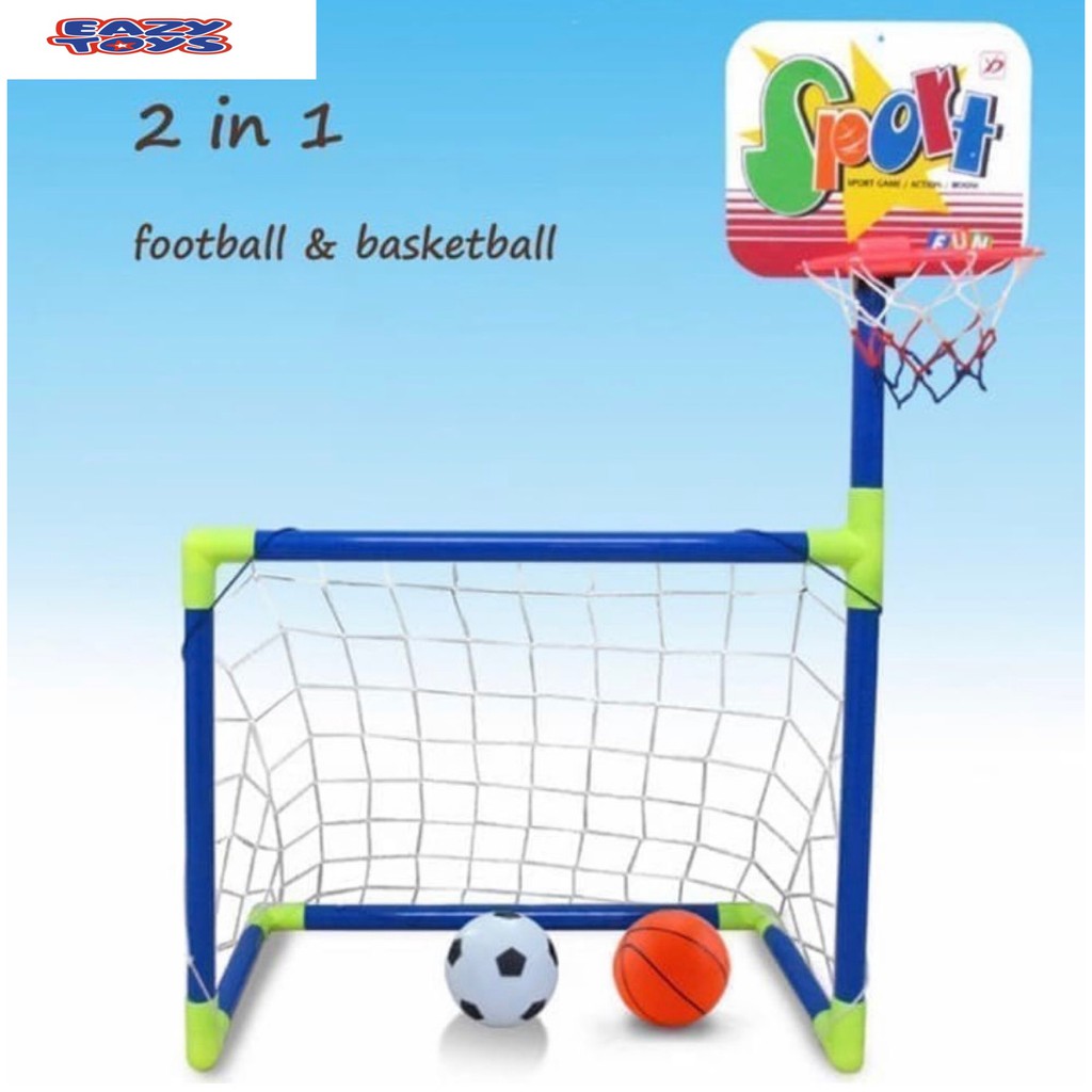 Mainan Anak Mainan Edukasi Gawang Bola dan Ring Basket 2in1