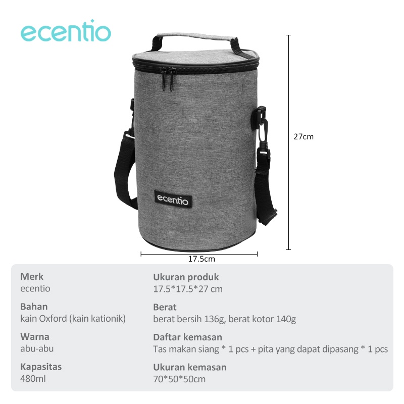 ecentio tas bekal/rantang lunch bag/tas tempat makanan totebag/tas tote alumunium foil round