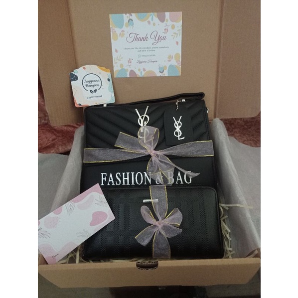 

Hampers bag wallet black series/ gift box/ kado cewek/ kado tas