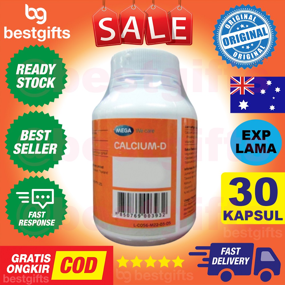 MEGA WE CARE CALCIUM D KALSIUM CARBONATE VITAMIN D3 VIT D KESEHATAN SENDI TULANG GIGI OTOT 30 KAPSUL